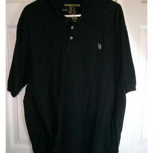 Pleepleus Polo Shirt Black Short Sleeve Button‎ Up Casual Men's 2XL